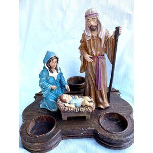 Vintage Nativity scene Hard made Candle Holder  Hard and heavy material